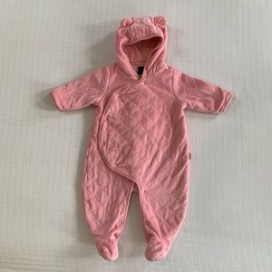 Baby Gap Bear Ears Pink Quilted Bunting Winter Footed Coat Size 3-6m Warm, Cozy
